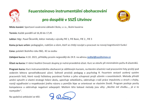 Feuersteinovo instrumentální obohacování pro dospělé v SSZŠ Litvínov